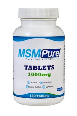 KALA HEALTH MSMPure MSM Tablets- 1,000 mg Organic Sulfur per Tablet for Joint Flexibility, Skin Appearance, Hair &amp; Nail Support - 120 Count, USA Made MSM