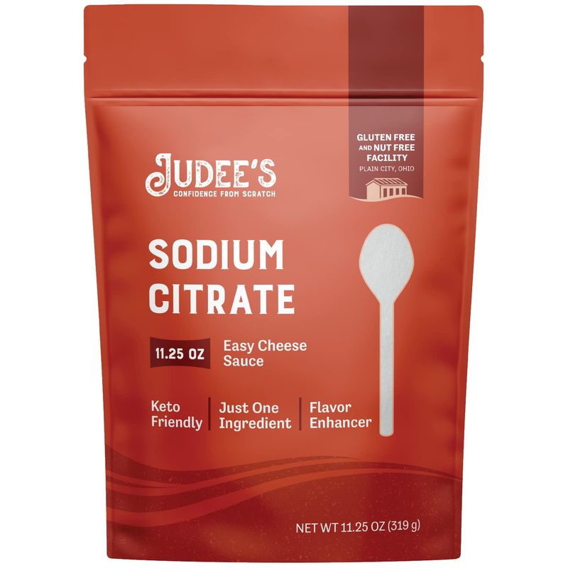 Judees Sodium Citrate 11.25 oz - 100% Non-GMO, Keto-Friendly - Gluten-Free and Nut-Free - Food Grade - Great for Molecular Gastronomy Cooking - Emulsifier for Cheese Sauce - Serves as Preservative