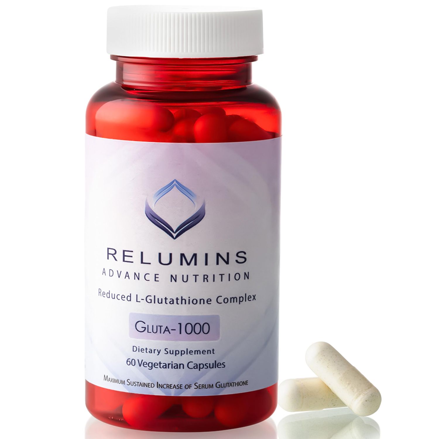 Relumins L Glutathione Supplement Complex - Reduced Glutathione 1000mg Complex with Alpha Lipoic Acid &amp; Rose HIPS Glutathione Capsules for Nourished, Smoother &amp; Brighter Skin, 60 Capsules