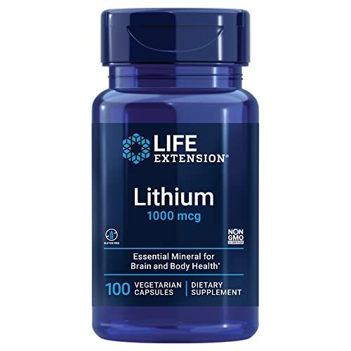 Life Extension Lithium 1000 mcg - for Brain Health, Anti-Aging &amp; Longevity - Memory &amp; Cognition, Mood Support Supplement -Once Daily - Gluten-Free, Non-GMO - 100 Count