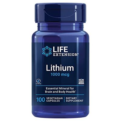 Life Extension Lithium 1000 mcg - for Brain Health, Anti-Aging &amp; Longevity - Memory &amp; Cognition, Mood Support Supplement -Once Daily - Gluten-Free, Non-GMO - 100 Count