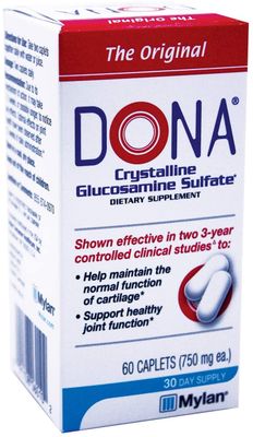 Dona Crystalline Glucosamine Sulfate, 750 Mg, 60 Count (Pack of 2 Total 120)