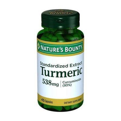 Nature&#39;s Bounty Turmeric Pills and Herbal Health Supplement, Antioxidant Health, 538mg, 45 Capsules