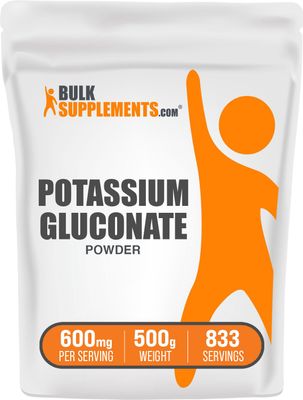 BulkSupplements.com Potassium Gluconate Powder - Potassium Supplement, Potassium Gluconate Supplement, Potassium Powder - Gluten Free, 600mg per Serving (99mg Potassium), 500g (1.1 lbs)