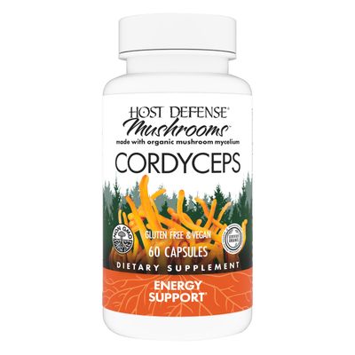 Host Defense Cordyceps Capsules - Immune &amp; Energy Support Supplement - Kidney Health Supplement with Cordyceps - Fitness Support Supplement to Aid Oxygen Uptake - 60 Capsules (30 Servings)*