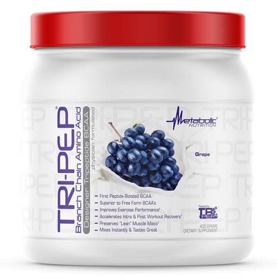 Metabolic Nutrition - TRIPEP - Tri-Peptide Branch Chain Amino Acid, BCAA Powder, Pre Intra Post Workout Supplement, Grape, 400 Grams (40 Servings)