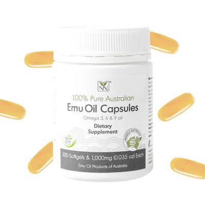 Emu Oil Capsules - Heart, Hair, Metabolism &amp; Joint Support Supplement - Pharmaceutical Grade Emu Oil with CLA, Omegas 3, 6 &amp; 9 with Vitamin K2, A &amp; E by Y-Not Natural - 1000mg, 100 Capsules