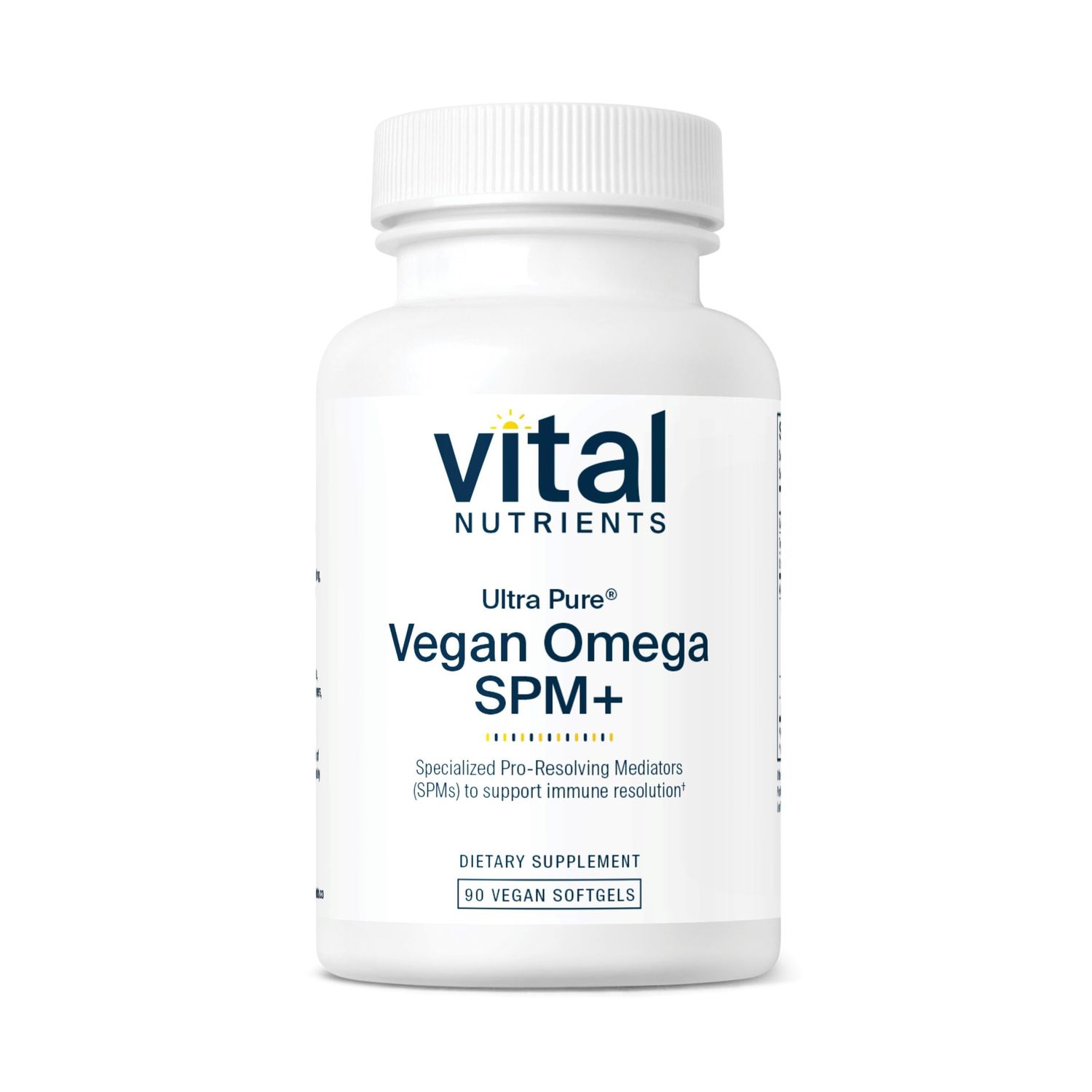 Vital Nutrients Ultra Pure Vegan Omega SPM+ | Vegan Specialized Pro-Resolving Mediators (SPM) Omega-3 Supplement | Minor Joint Discomfort Relief* | Gluten, Dairy, Soy Free, Non-GMO | 90 Mini Softgels