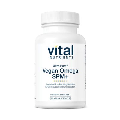 Vital Nutrients Ultra Pure Vegan Omega SPM+ | Vegan Specialized Pro-Resolving Mediators (SPM) Omega-3 Supplement | Minor Joint Discomfort Relief* | Gluten, Dairy, Soy Free, Non-GMO | 90 Mini Softgels