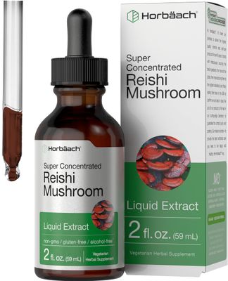 Horbach Reishi Mushroom Supplement | 2 fl oz Liquid Extract | Ganoderma Lucidum Tincture | Vegetarian, Non-GMO, Gluten Free