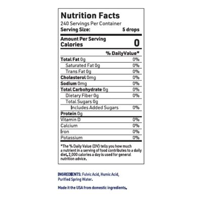 Fulvic Humic Acid Ionic Trace Minerals with Electrolytes Liquid Supplement. Plant Derived Mineral Drops, 75+ Trace Minerals for Energy Boost and Hydration. Up to 8 Months Supply. 2oz.