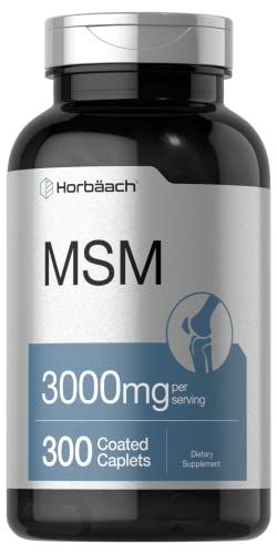Horbach MSM Supplement | 3000mg | 300 Coated Caplets | Methylsulfonylmethane with Calcium | Vegetarian, Non-GMO, Gluten Free