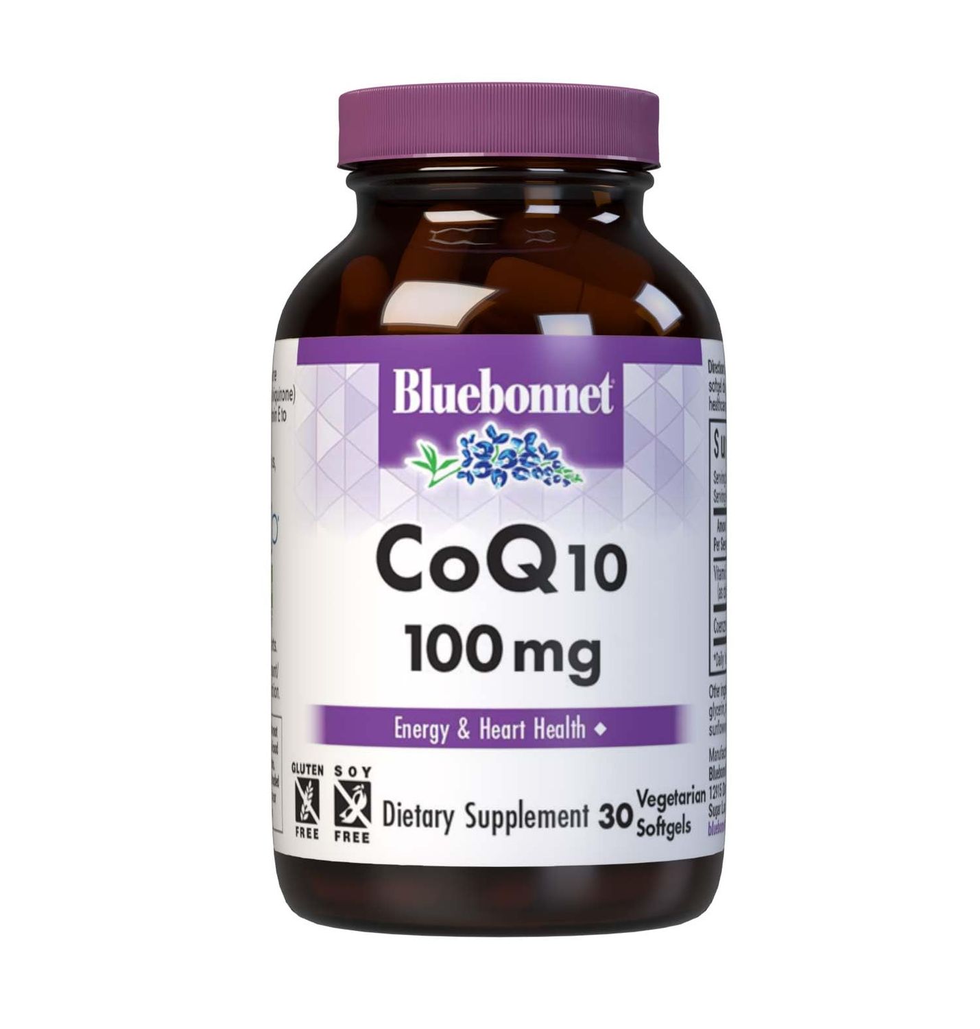 Bluebonnet Nutrition CoQ10 100 mg, Energy Production*, Heart Health*, Non-GMO, Gluten-Free, Soy-Free, Vegetarian Friendly, 30 Vegetarian Softgels, 30 Servings
