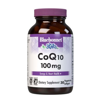 Bluebonnet Nutrition CoQ10 100 mg, Energy Production*, Heart Health*, Non-GMO, Gluten-Free, Soy-Free, Vegetarian Friendly, 30 Vegetarian Softgels, 30 Servings