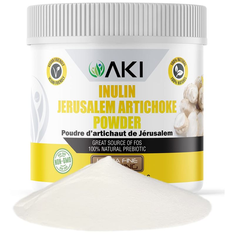 AKI Inulin Jerusalem Artichoke Powder (6oz/170g) Good in Fiber &amp; Prebiotic, Ideal for Coffee, Smoothies, Juice &amp; Other Meals | Vegan, Gluten-Free (Pack of 1)