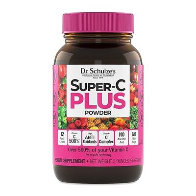 Dr. Schulze&#39;s | Super-C Plus Powder | Vitamin C Complex | Clinical Herbal Formula | Dietary Supplement | Immune Support | May Increase Collagen Formation &amp; Iron Absorption | 2 oz Bottle