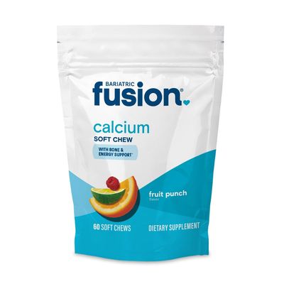 Bariatric Fusion Bariatric Calcium Chews | Fruit Punch | Calcium Citrate 500mg with Vitamin D3 &amp; Energy Soft Chews | Sugar Free Bariatric Vitamin Chewable | 60 Count