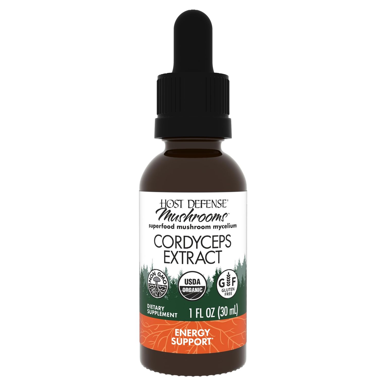 Host Defense Cordyceps Extract - Immune &amp; Energy Support Supplement - Kidney Health Supplement with Cordyceps - Fitness Support Supplement to Aid Oxygen Uptake - 1 fl oz (30 Servings)*