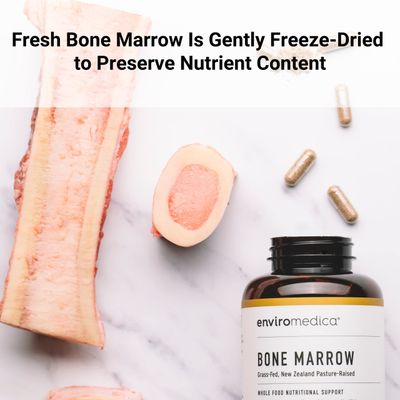 Enviromedica Freeze-Dried Bone Marrow Complex with Cartilage and MCHA Whole Bone from Grass-Fed Pastured New Zealand Bovine with Vitamin K2 (120ct)