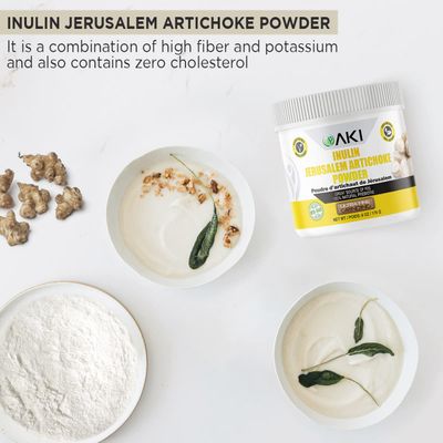 AKI Inulin Jerusalem Artichoke Powder (6oz/170g) Good in Fiber & Prebiotic, Ideal for Coffee, Smoothies, Juice & Other Meals | Vegan, Gluten-Free (Pack of 1)