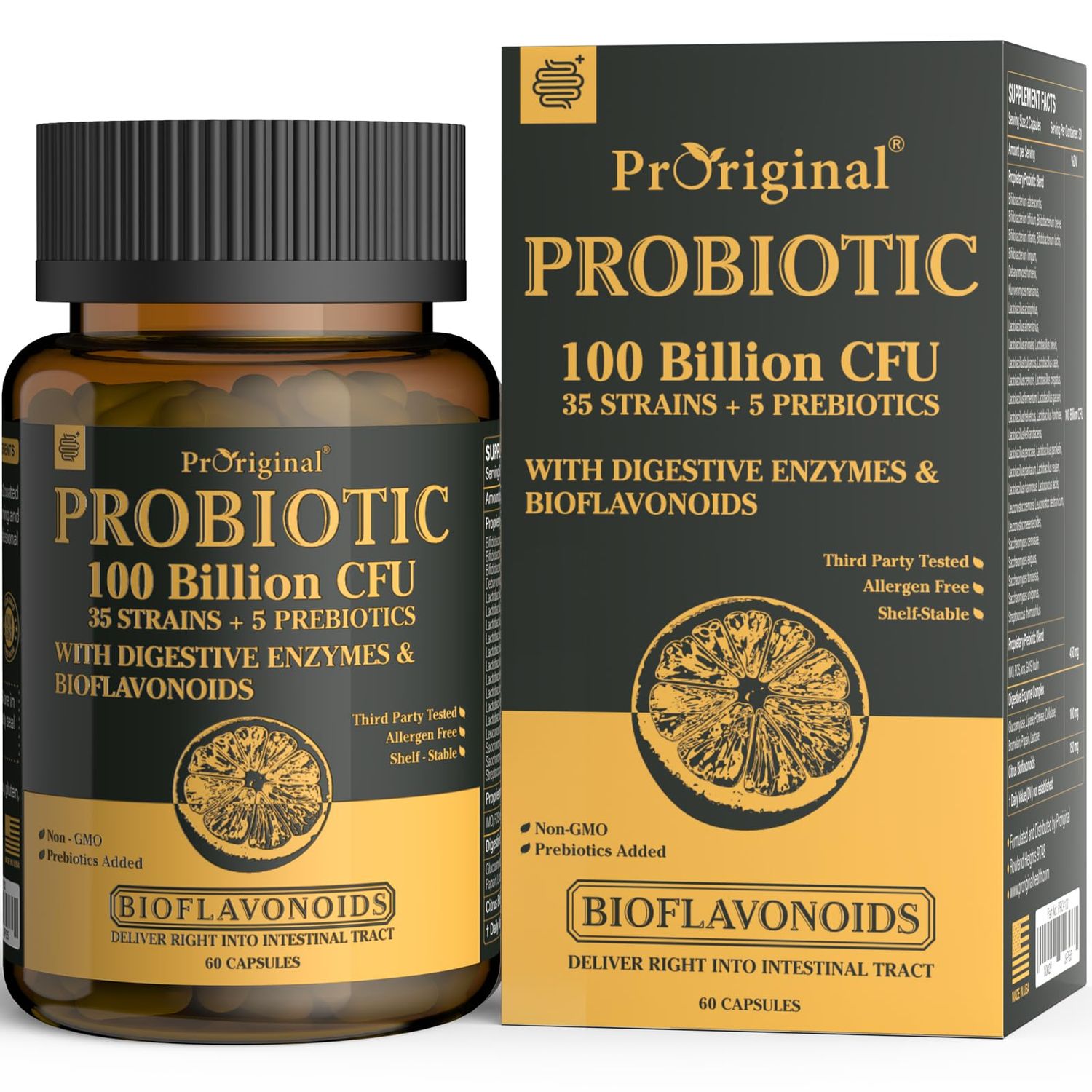 Probiotics with Prebiotics for Men and Women - 35 Strains Organic Probiotic 100 Billion CFU for Gut &amp; Digestive Health, Vegan Acidophilus Probiotic Supplement, Non-GMO Raw Probiotic 60 Capsules