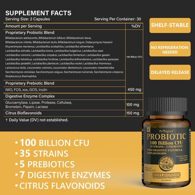 Probiotics with Prebiotics for Men and Women - 35 Strains Organic Probiotic 100 Billion CFU for Gut & Digestive Health, Vegan Acidophilus Probiotic Supplement, Non-GMO Raw Probiotic 60 Capsules