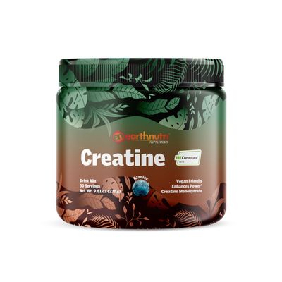 EarthNutri Pure Creatine Made with Creapure Creatine Monohydrate Powder Glacier - 50 Servings