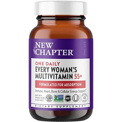 New Chapter Women&#39;s Multivitamin 50 Plus for Cellular Energy, Heart &amp; Immune Support with 20+ Nutrients + Astaxanthin - Every Woman&#39;s One Daily 55+, Gentle on The Stomach, 48 Count