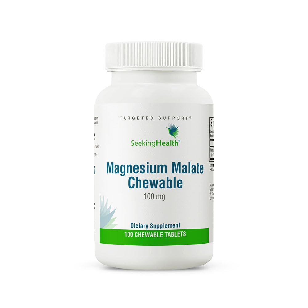 Seeking Health Magnesium Malate Chewable - Mineral Supplement Supports Energy, Muscle Function &amp; Nerve Function - Formula with Dimagnesium Malate to Support Absorption - 100 mg, 100 Chewable Tablets