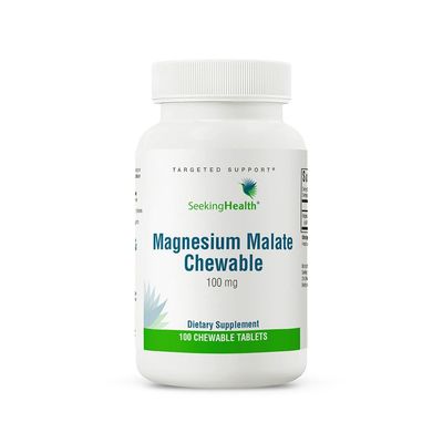 Seeking Health Magnesium Malate Chewable - Mineral Supplement Supports Energy, Muscle Function &amp; Nerve Function - Formula with Dimagnesium Malate to Support Absorption - 100 mg, 100 Chewable Tablets