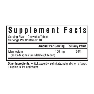 Seeking Health Magnesium Malate Chewable - Mineral Supplement Supports Energy, Muscle Function & Nerve Function - Formula with Dimagnesium Malate to Support Absorption - 100 mg, 100 Chewable Tablets
