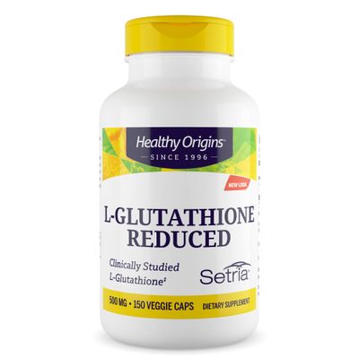 Healthy Origins L-Glutathione (Setria) Reduced, 500 mg - Immune Support Supplement - Collagen &amp; Antioxidant Support - Gluten-Free Supplement - 60 Veggie Capsules