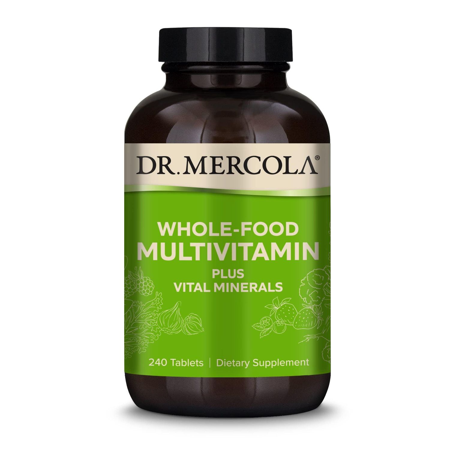 Dr. Mercola Whole Food Multivitamin Plus Vital Minerals Dietary Supplement, 30 Servings (240 Tablets)