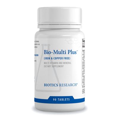 Biotics Research Bio-Multi Plus Iron &amp; Copper Free Multivitamin, Chelated Minerals, Emulsified Fat Soluble Vitamins, Iron Free, Copper Free, High antioxidants, SOD, Catalase, 90 Tabs