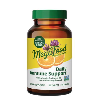MegaFood Daily Immune Support - Immune Support Supplement with Vitamin C, Vitamin D, Zinc, Astragalus Root, and More - Vitamins for Women &amp; Men - Non-GMO - Made Without 9 Food Allergens - 60 Tabs
