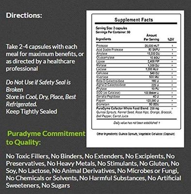 PuraDyme LiyfZyme Plant Based Digestion and Dietary Supplement - 500 Veggie Capsules. by Lou Corona