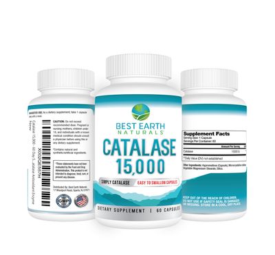 Best Earth Naturals Catalase Supplement 15,000 - Hair Supplements for Strong Hair - 60 Capsules (60-Day Supply)
