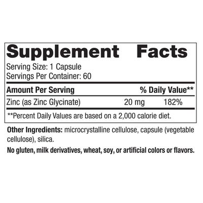 Nordic Naturals Zinc Glycinate - 60 Capsules - 20 mg Highly Absorbable Zinc Glycinate - Optimal Wellness - Non-GMO, Gluten Free, Vegan - 30 Servings