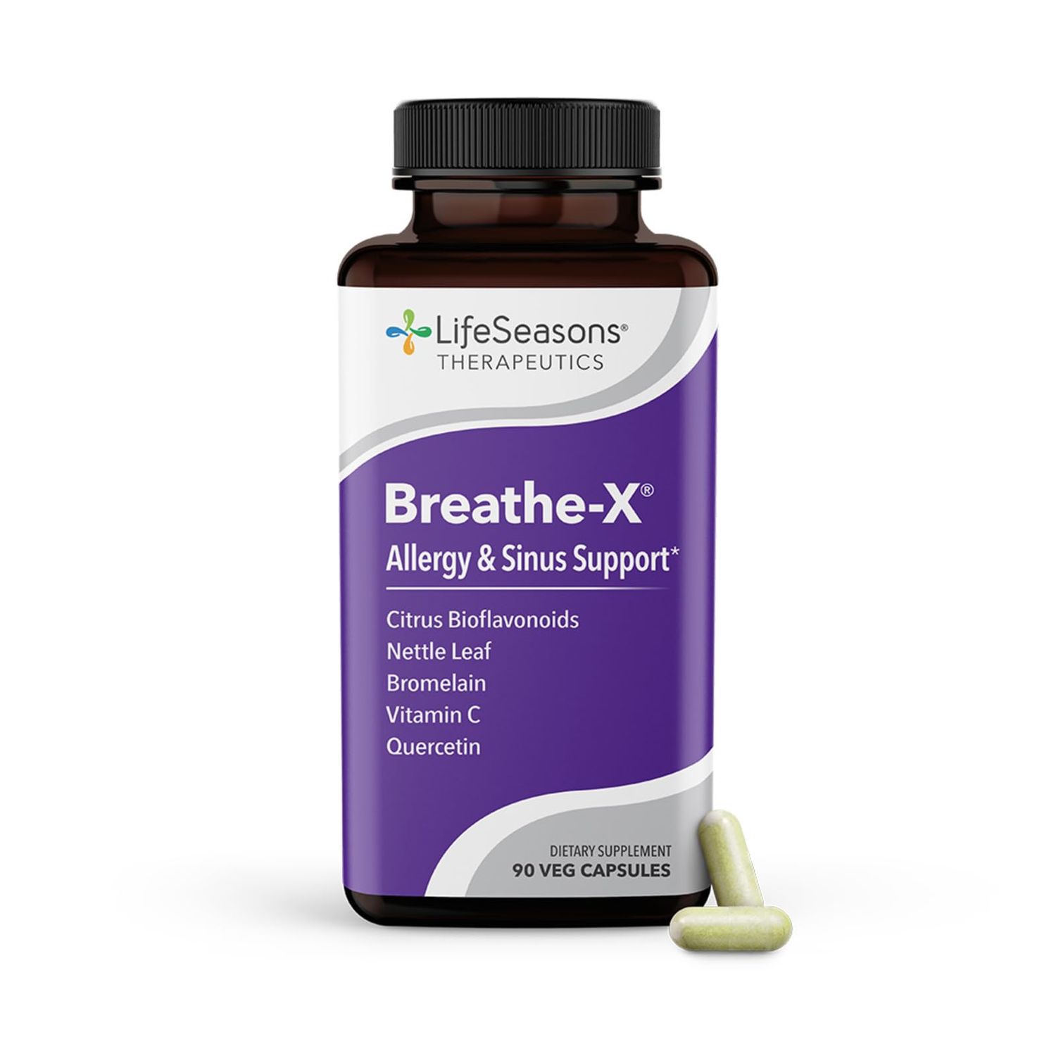 Breathe-X - Allergy &amp; Sinus Relief Supplement - Supports Sinuses &amp; Nasal Discomfort - Non-Drowsy &amp; Fast-Acting - Quercetin, Bromelain, Citrus Bioflavonoids, Nettle Leaf &amp; Vitamin C - 90 Capsules