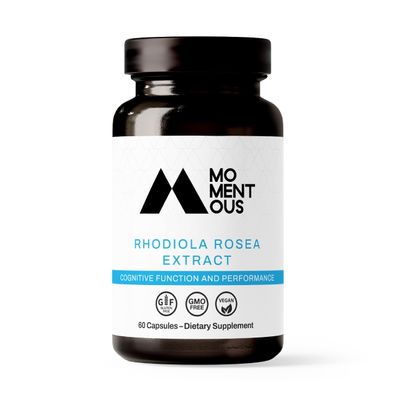 Momentous Rhodiola Rosea Supplement - Adaptogen Supplement for Cognitive Function, Fatigue &amp; Stress Support - Rhodiola Rosea Root Extract - NSF Certified, GMO-Free, Gluten Free, Vegan, 60 Servings