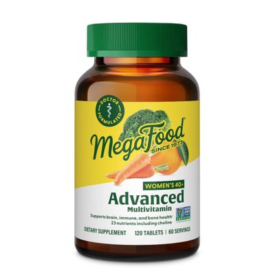 MegaFood Women&#39;s 40+ Advanced Multivitamin for Women - Dr Formulated - Vitamin B, Vitamin D3, Vitamin K2 &amp; Choline - Energy Metabolism, Brain Health &amp; Bone Health - Vegetarian - 120 Tabs (60 servings)