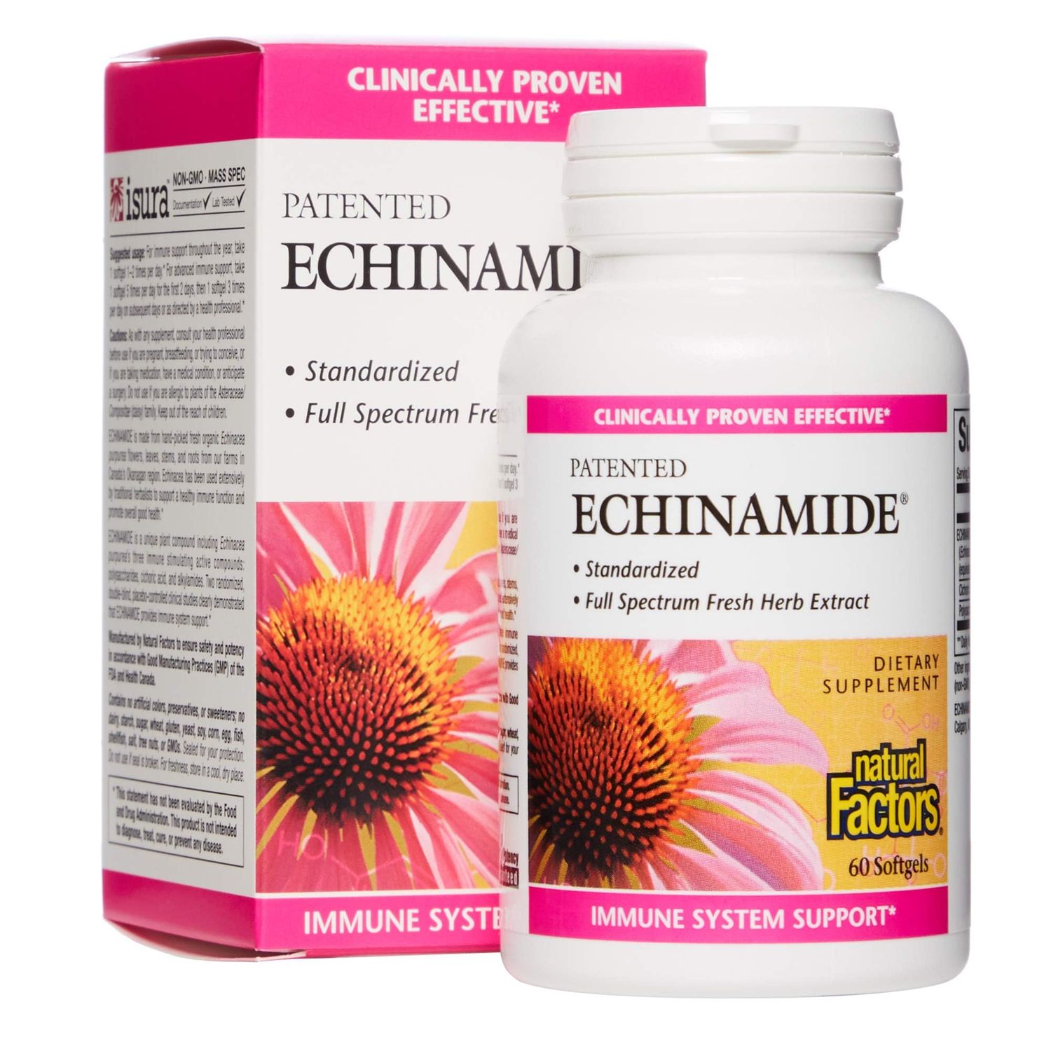 Natural Factors, Echinamide, Echinacea Supplement for Immune and Wellness Support, 60 Softgels