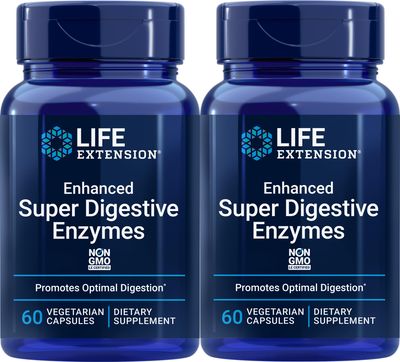 Life Extension Enhanced Super Digestive Enzymes, 60 Vegetarian Capsules (Pack of 2)