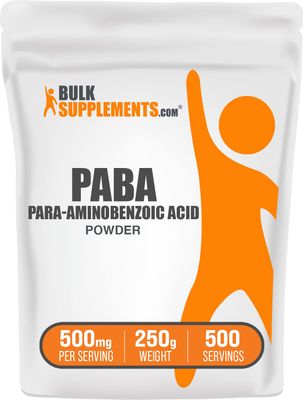 BulkSupplements.com PABA Powder - para Aminobenzoic Acid, PABA 500mg - PABA Supplement for Wellness - Vegan &amp; Gluten Free, 500mg per Serving, 250g (8.8 oz) (Pack of 1)