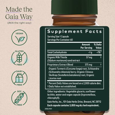 Gaia Herbs Liver Health - Liver Supplement with Milk Thistle, Turmeric Root with Curcuminoids,Schisandra, and Licorice Root for Liver and Cleanse Support-60 Vegan Liquid Phyto-Capsules(30-Day Supply)