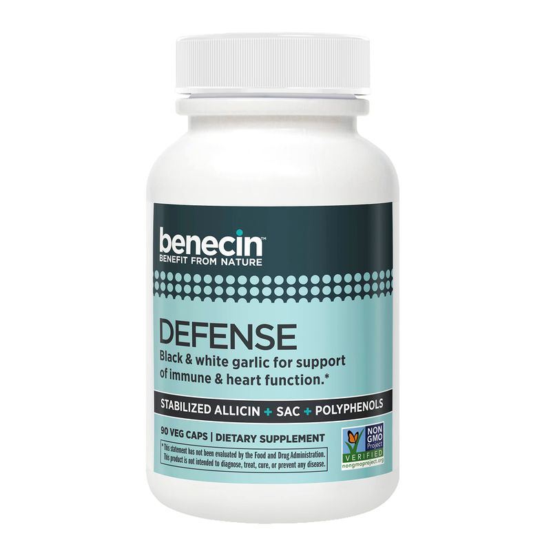 Benecin Defense 1500 mcg Stabilized Allicin per Capsule | Plus high Amounts of SAC &amp; Polyphenols from Black Garlic | Powerful Support of Immune &amp; Heart Function (90 Count, 90, Count)