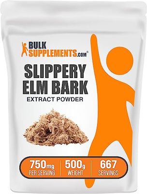 BulkSupplements.com Slippery Elm Bark Extract Powder - Ulmus Rubra, Slippery Elm Supplement, Slippery Elm Powder - Gluten Free, 750mg per Serving, 500g (1.1 lbs) (Pack of 1)