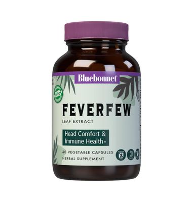 Bluebonnet Nutrition Feverfew Leaf Extract, Supports Immune Health*, Head Comfort*, Gluten-Free, Soy-Free, Kosher Certified, Non-GMO, Vegan, 60 Vegetable Capsules, 60 Servings