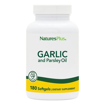 Natures Plus Garlic &amp; Parsley - Naturally Promotes Healthy Cholesterol &amp; Blood Pressure Levels - 180 Softgels (180 Servings)