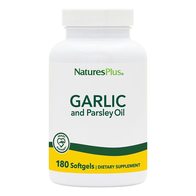 Natures Plus Garlic &amp; Parsley - Naturally Promotes Healthy Cholesterol &amp; Blood Pressure Levels - 180 Softgels (180 Servings)